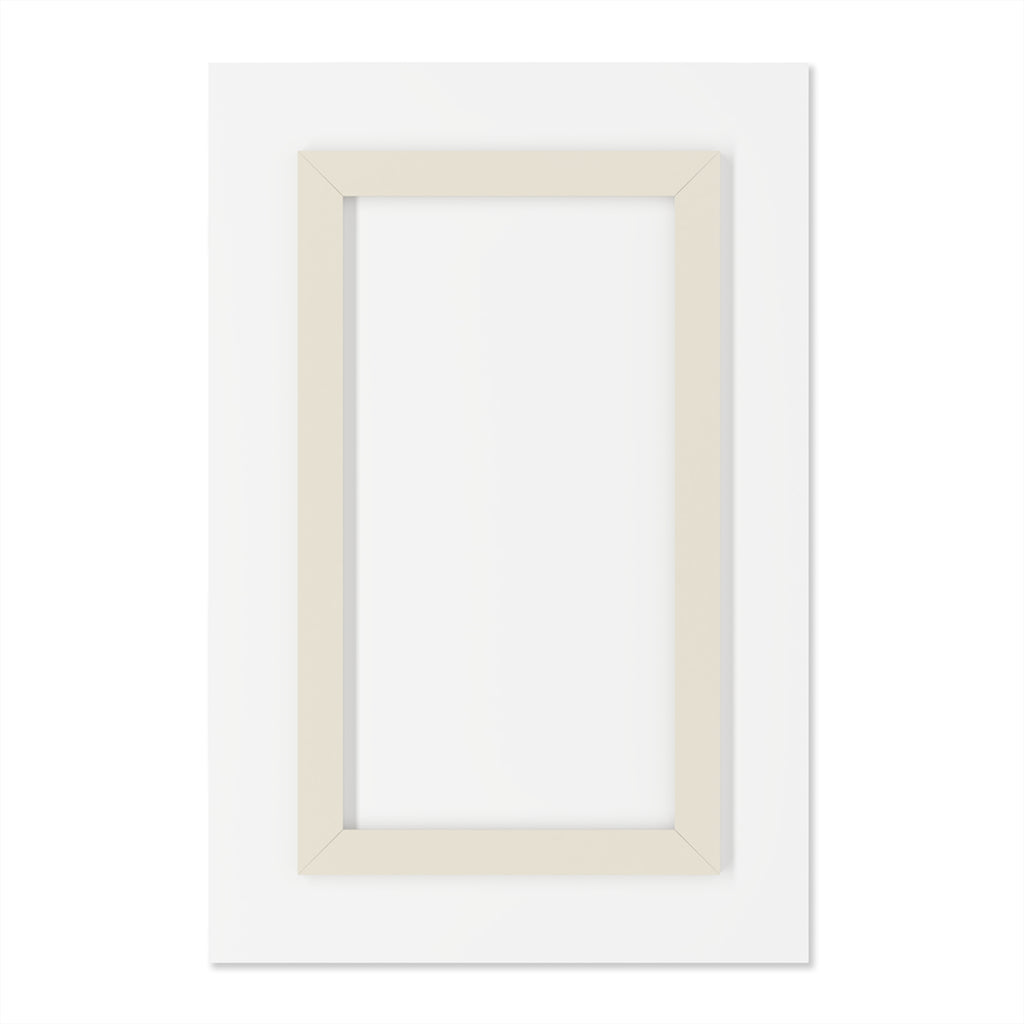 Framed wall art with off-white border, 0.25 in depth