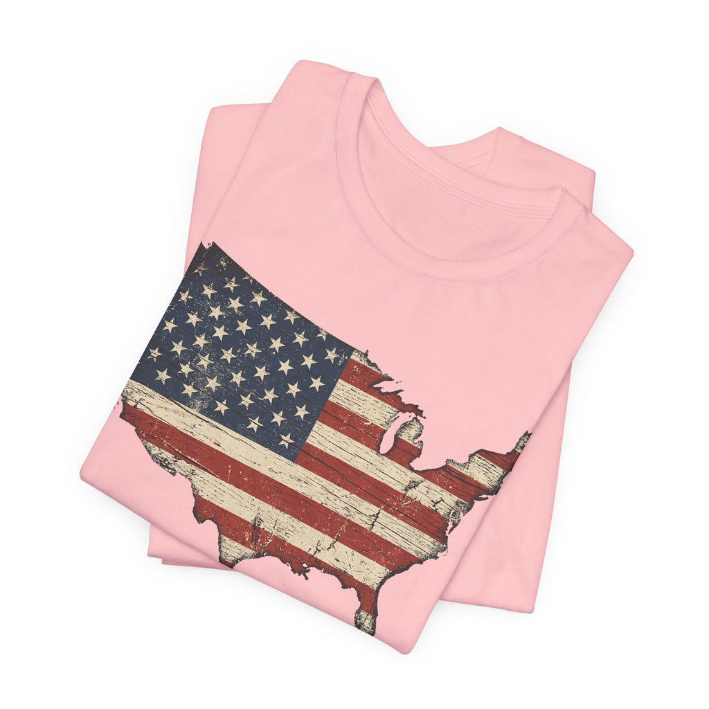 Distressed American Flag USA Map T-Shirt | Patriotic United States Tee