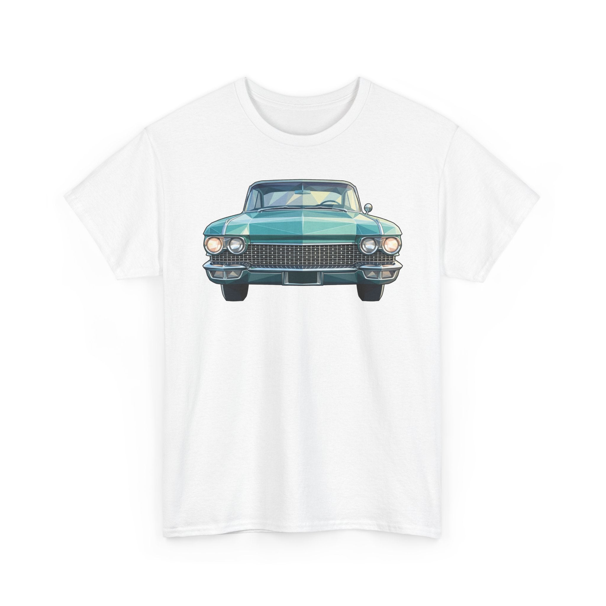 Classic Luxury Cruiser Car Tee | Big Fins Front & Rear Car Illustration