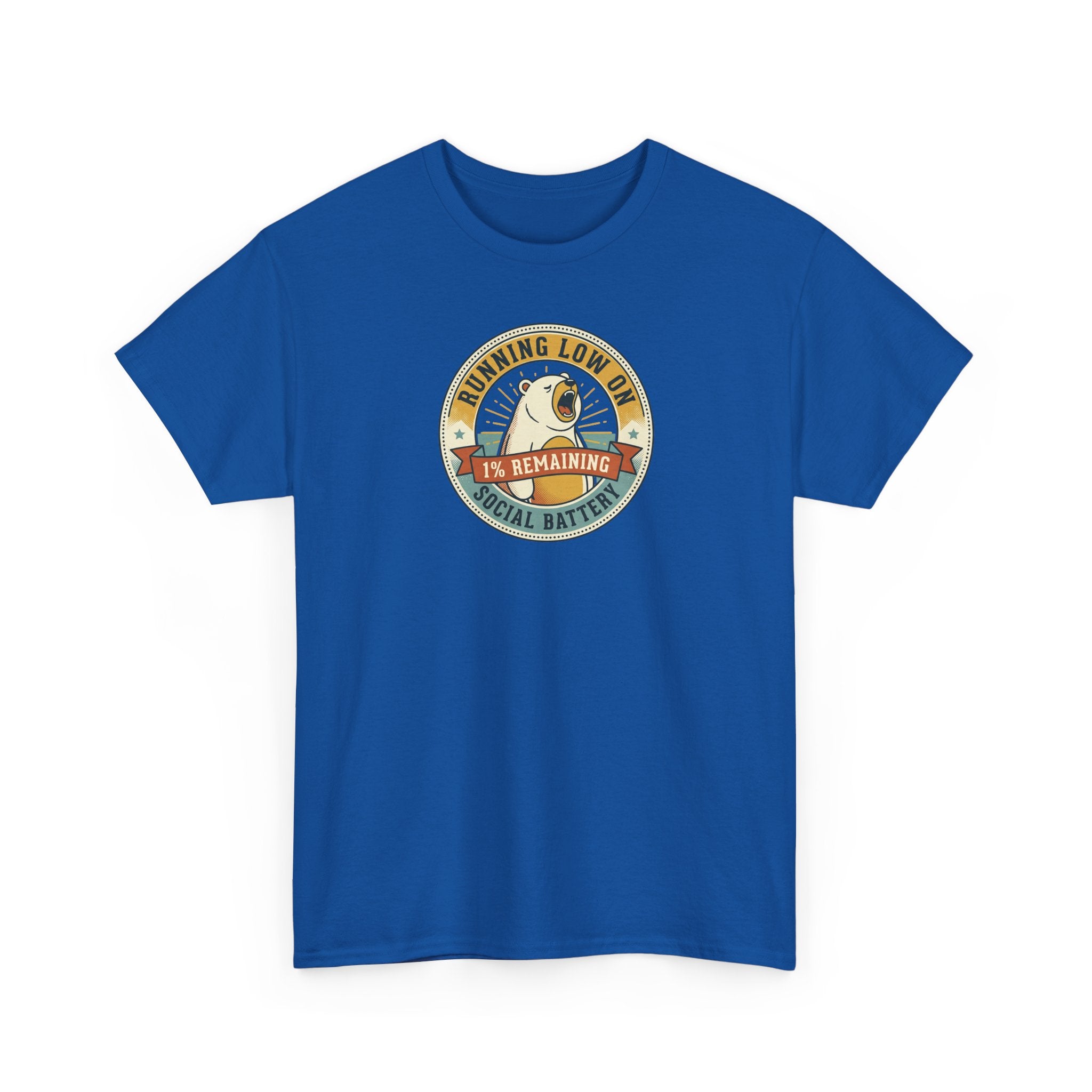 Running Low on Social Battery T-Shirt | Funny Introvert Bear Graphic Tee