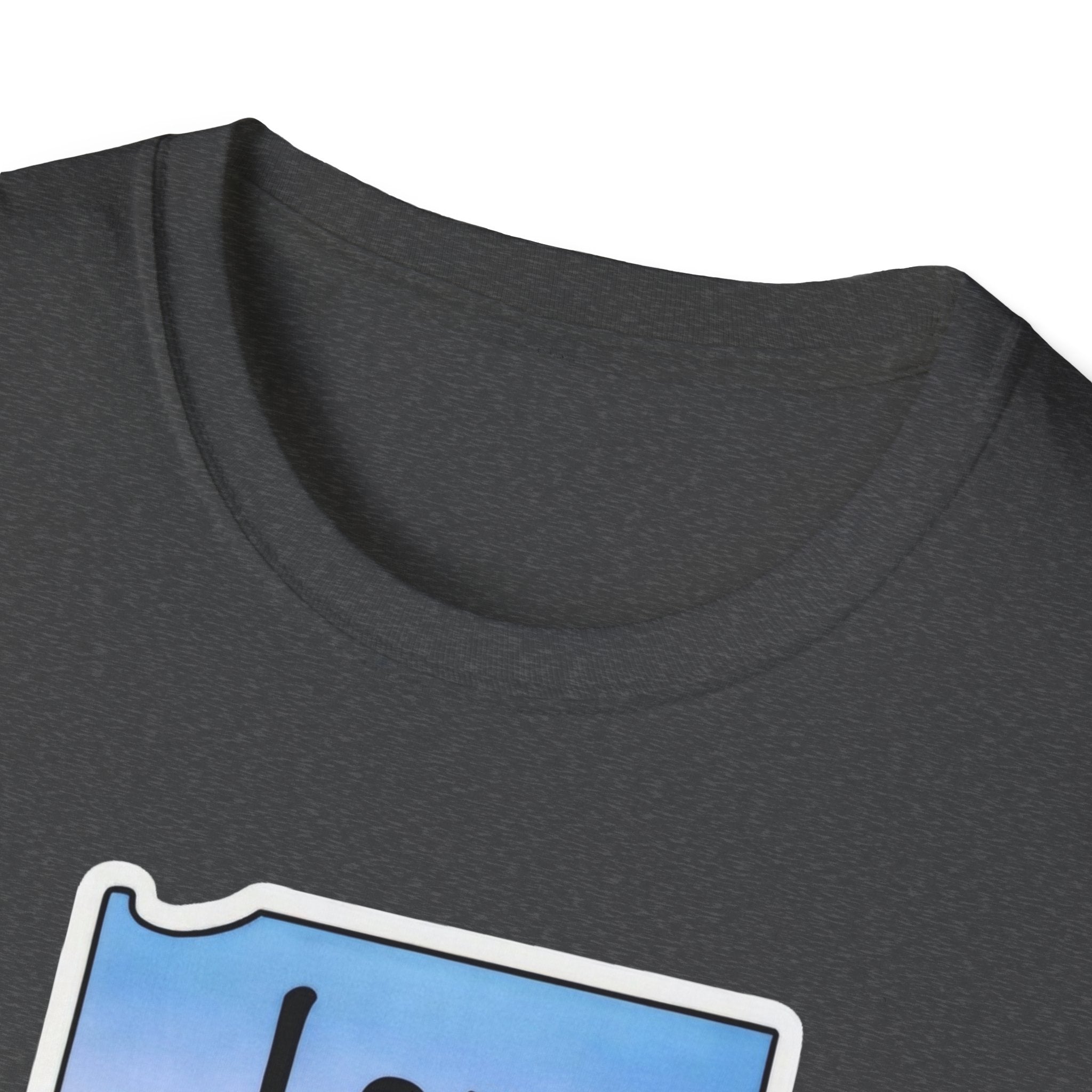 I am Indiana T-Shirt, dark heather neckline close-up