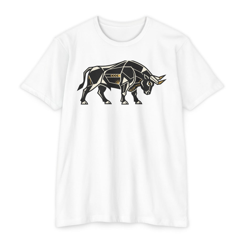 Bull T-Shirt Geometric Illustration Charging Bull Graphic Tee Animal Lover Gift Streetwear Unisex