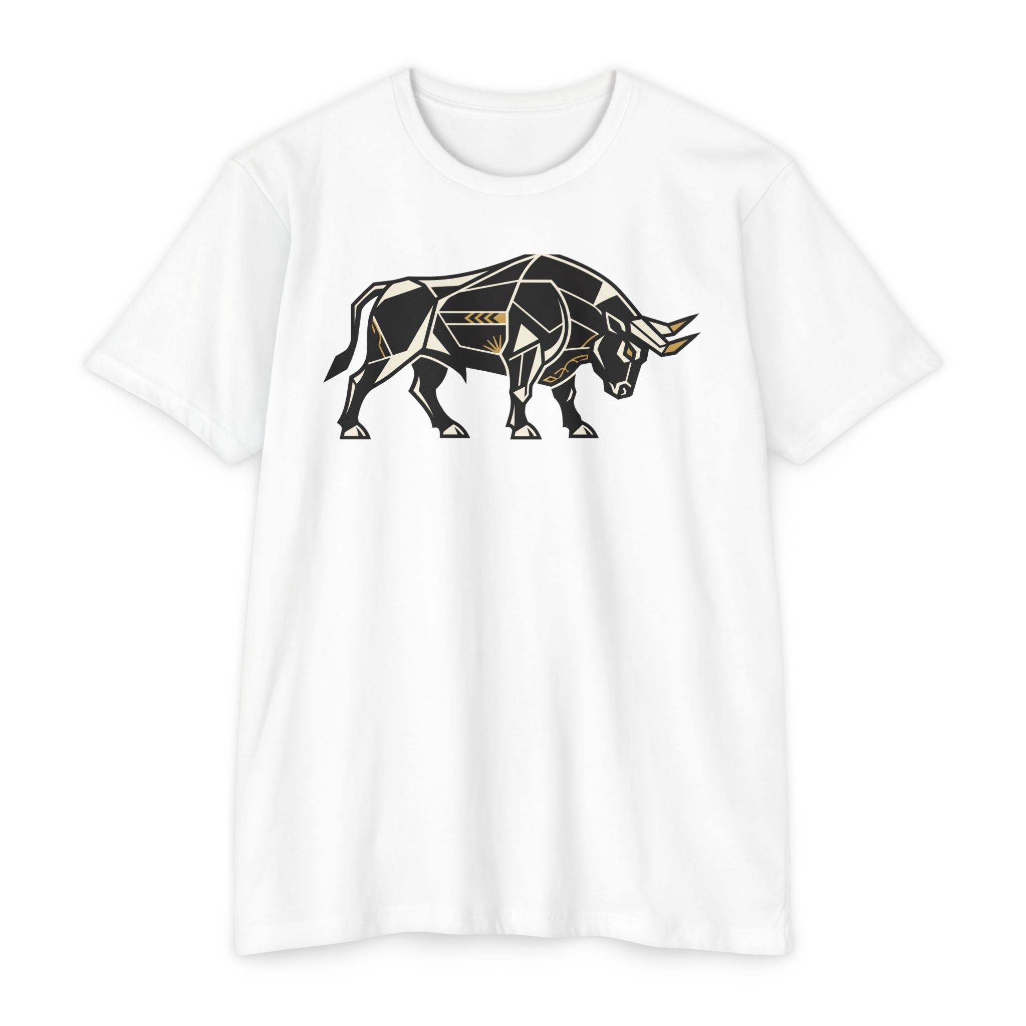 Bull T-Shirt Geometric Illustration Charging Bull Graphic Tee Animal Lover Gift Streetwear Unisex