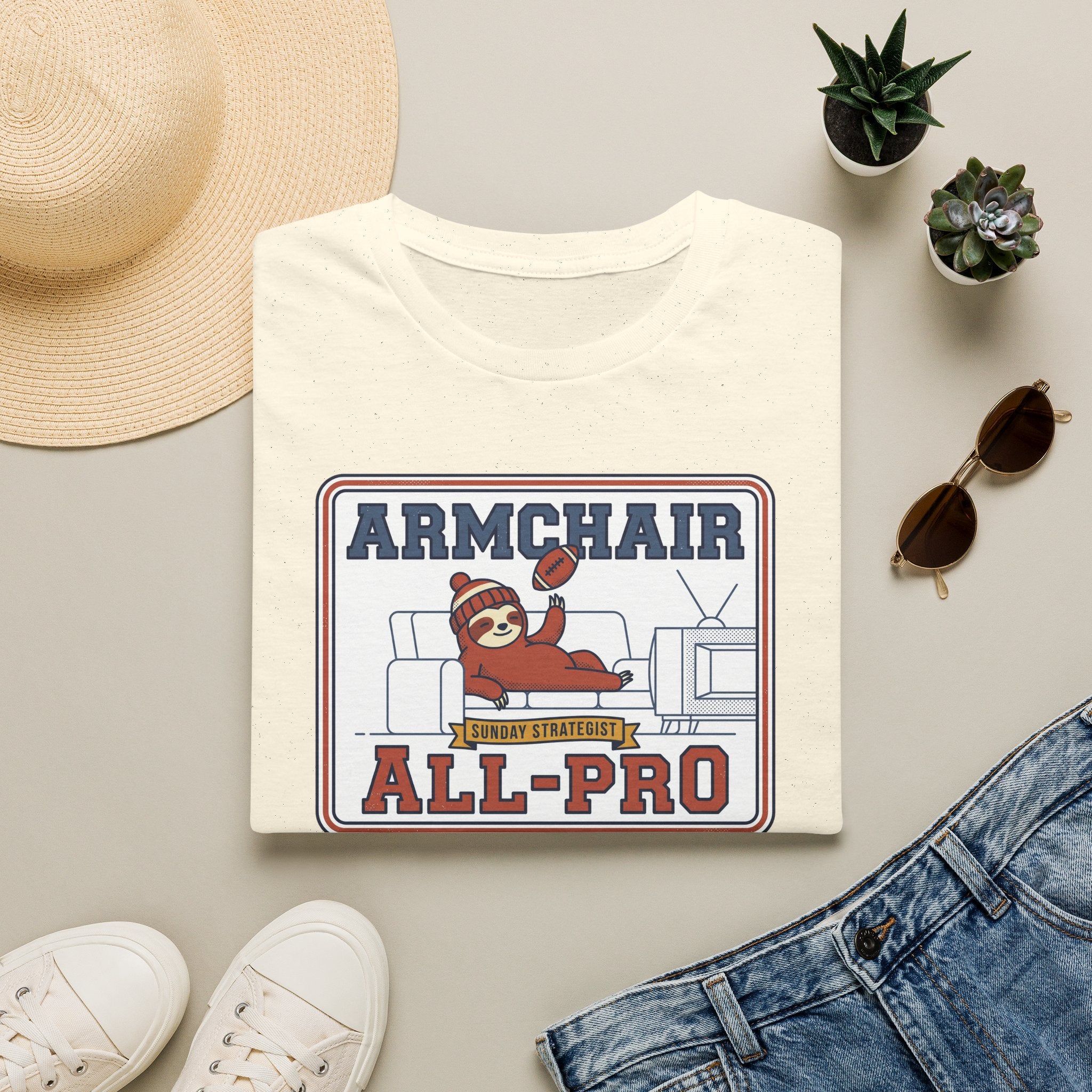 Funny Sloth Football T-Shirt | Lazy Game Day Couch Fan Tee
