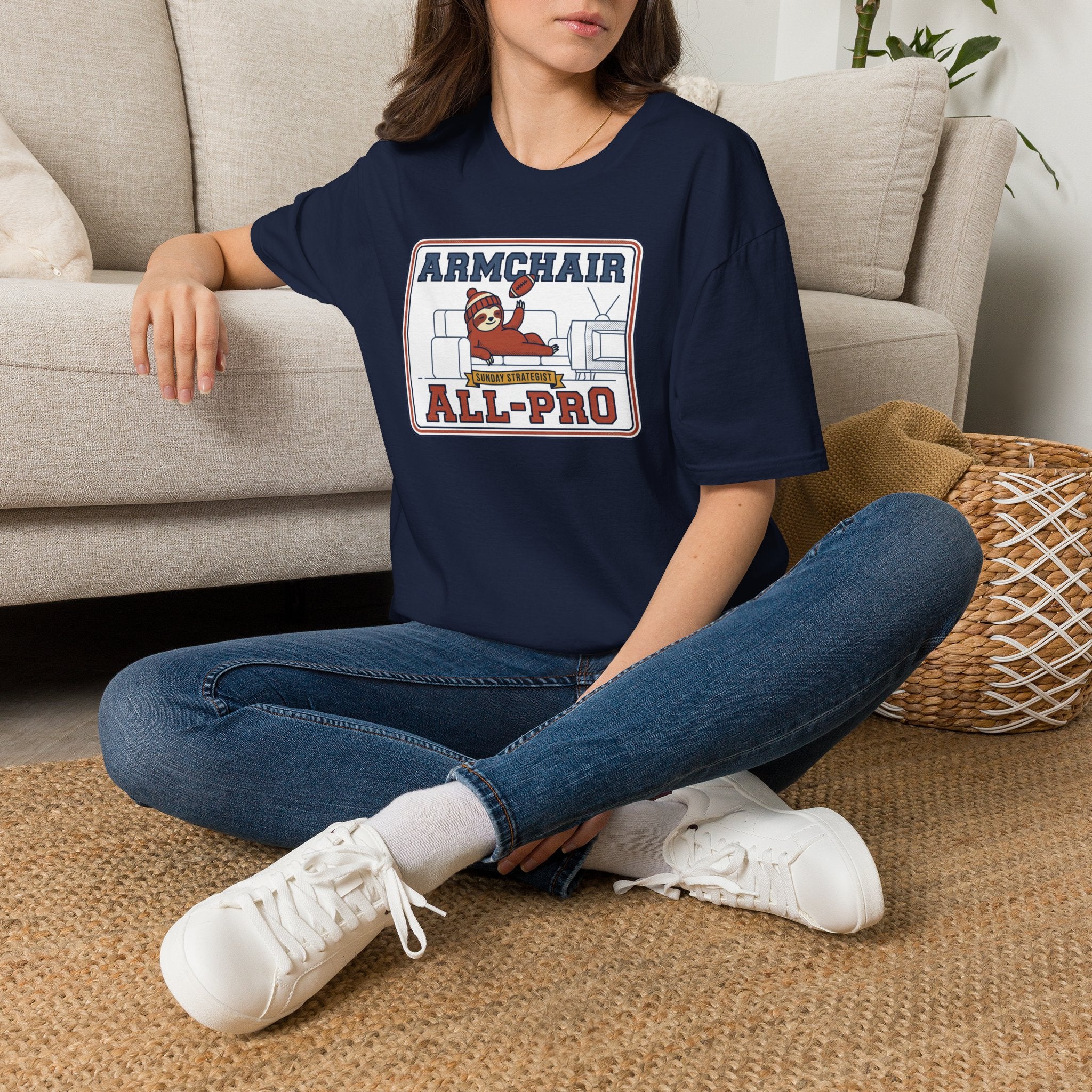 Funny Sloth Football T-Shirt | Lazy Game Day Couch Fan Tee