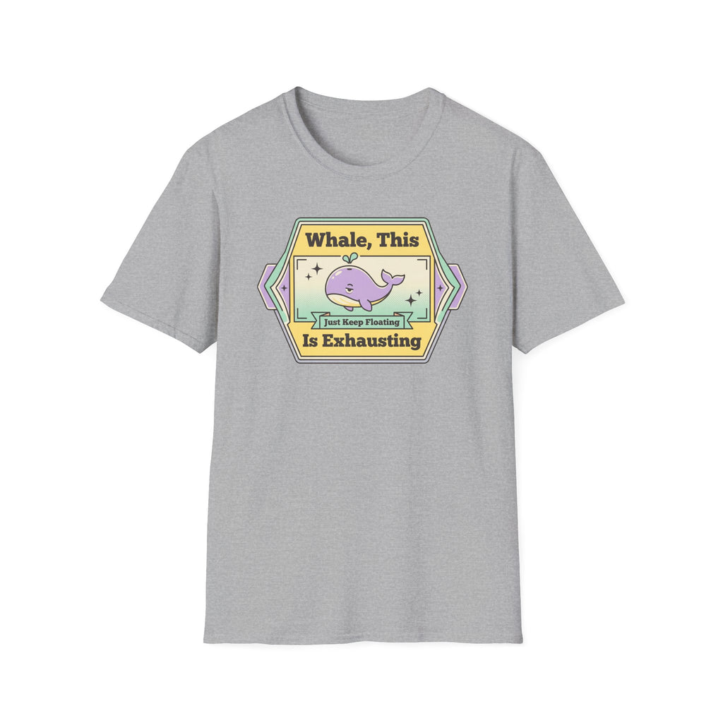Whale, This Is Exhausting T-Shirt | Cute Purple Whale Retro Graphic
