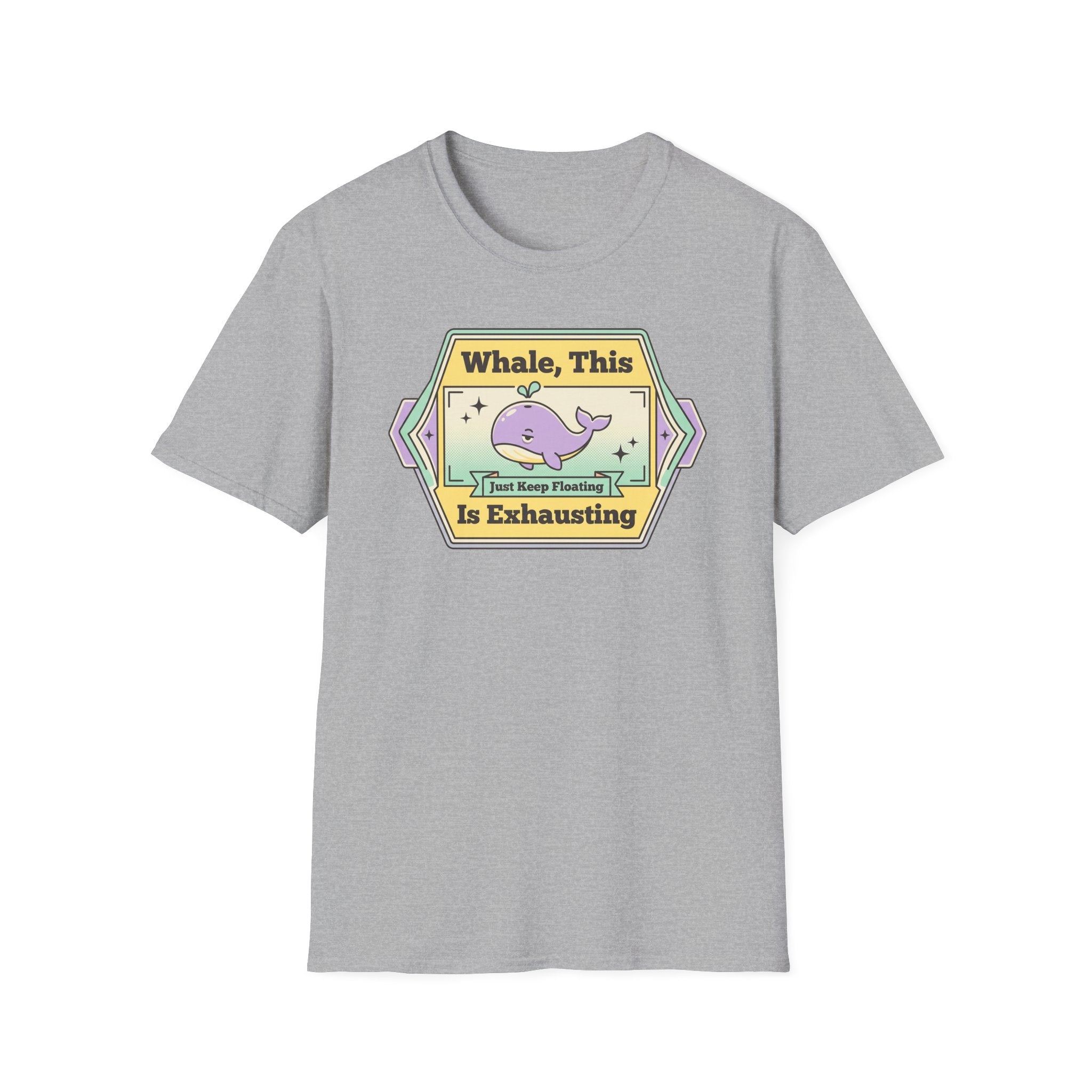 Whale, This Is Exhausting T-Shirt | Cute Purple Whale Retro Graphic