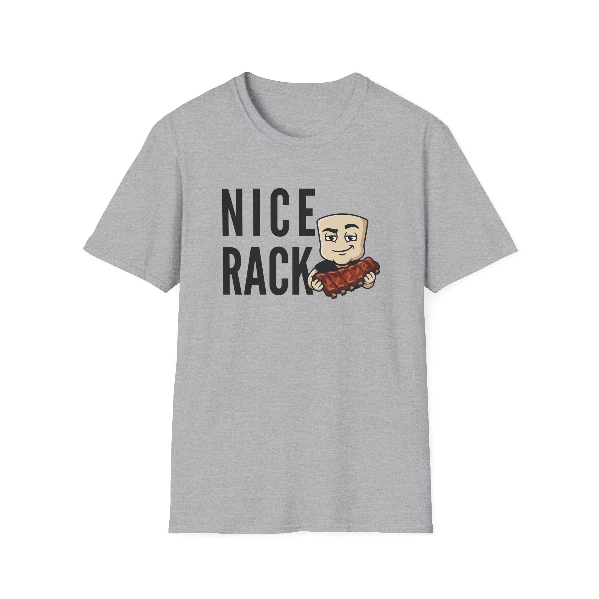 Nice Rack T-Shirt | Funny BBQ Ribs Grilling Tee | Cookout Humor Food Pun Gift