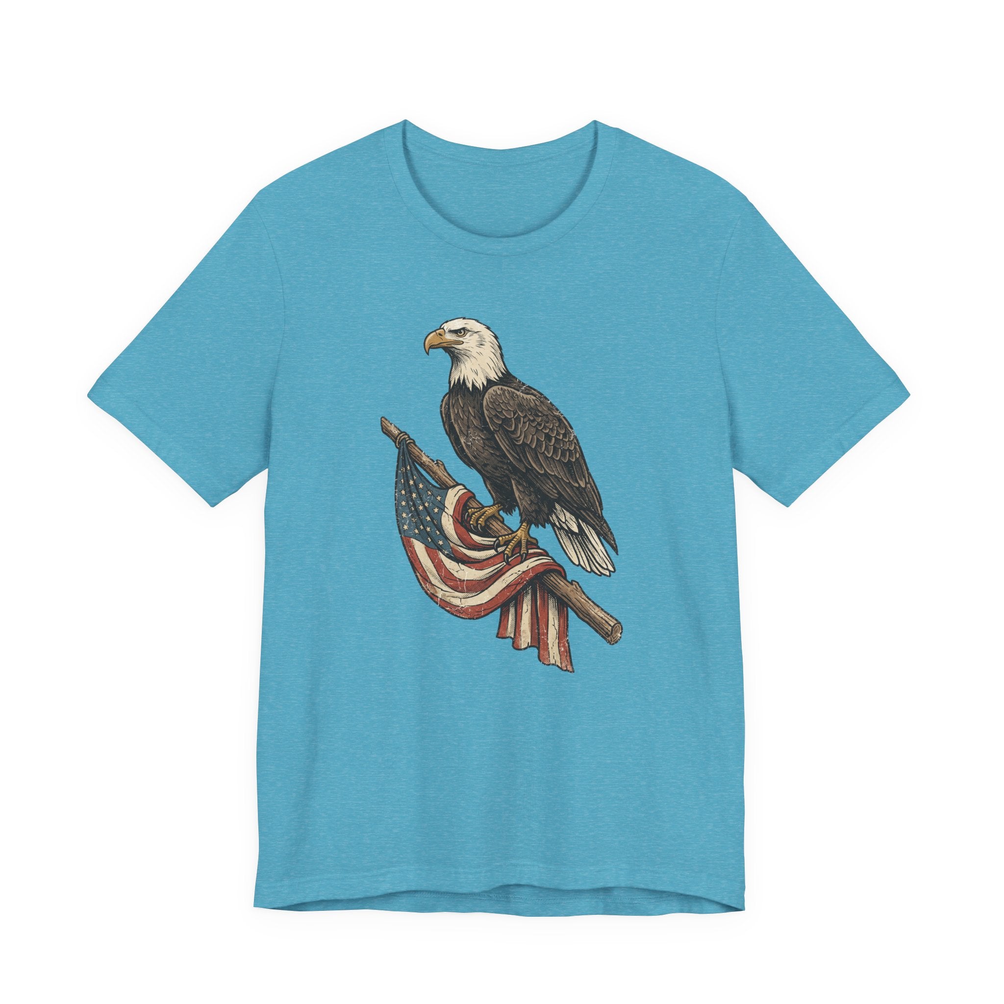 Bald Eagle American Flag T-Shirt | Patriotic USA Stars Stripes Vintage Eagle Graphic Tee Gift