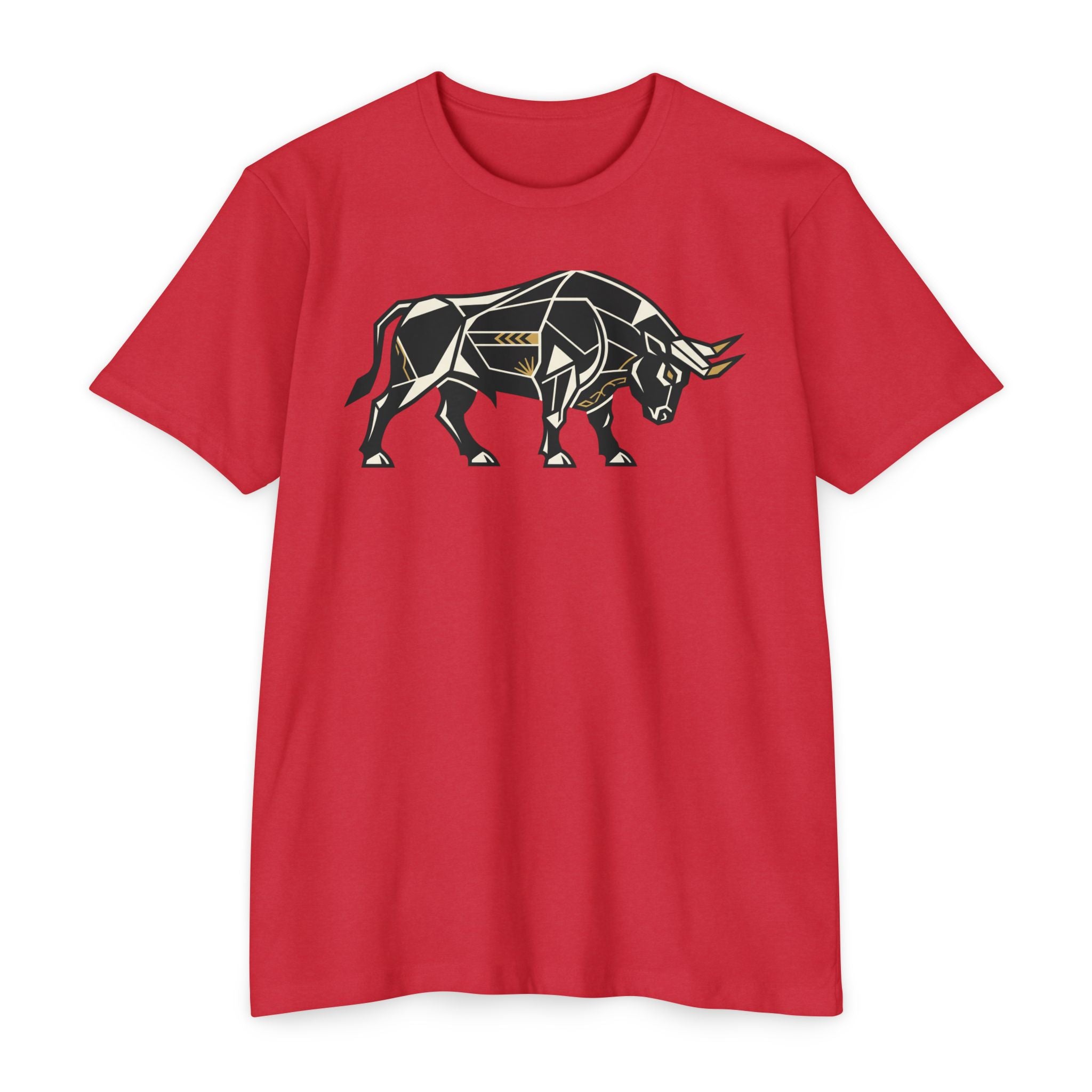 Bull T-Shirt Geometric Illustration Charging Bull Graphic Tee Animal Lover Gift Streetwear Unisex