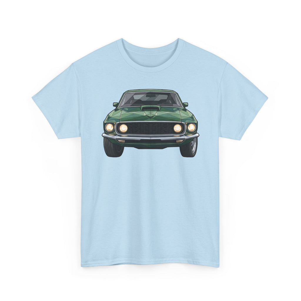 Green Classic Muscle Car T-Shirt | Vintage Mustang Front Back Illustration