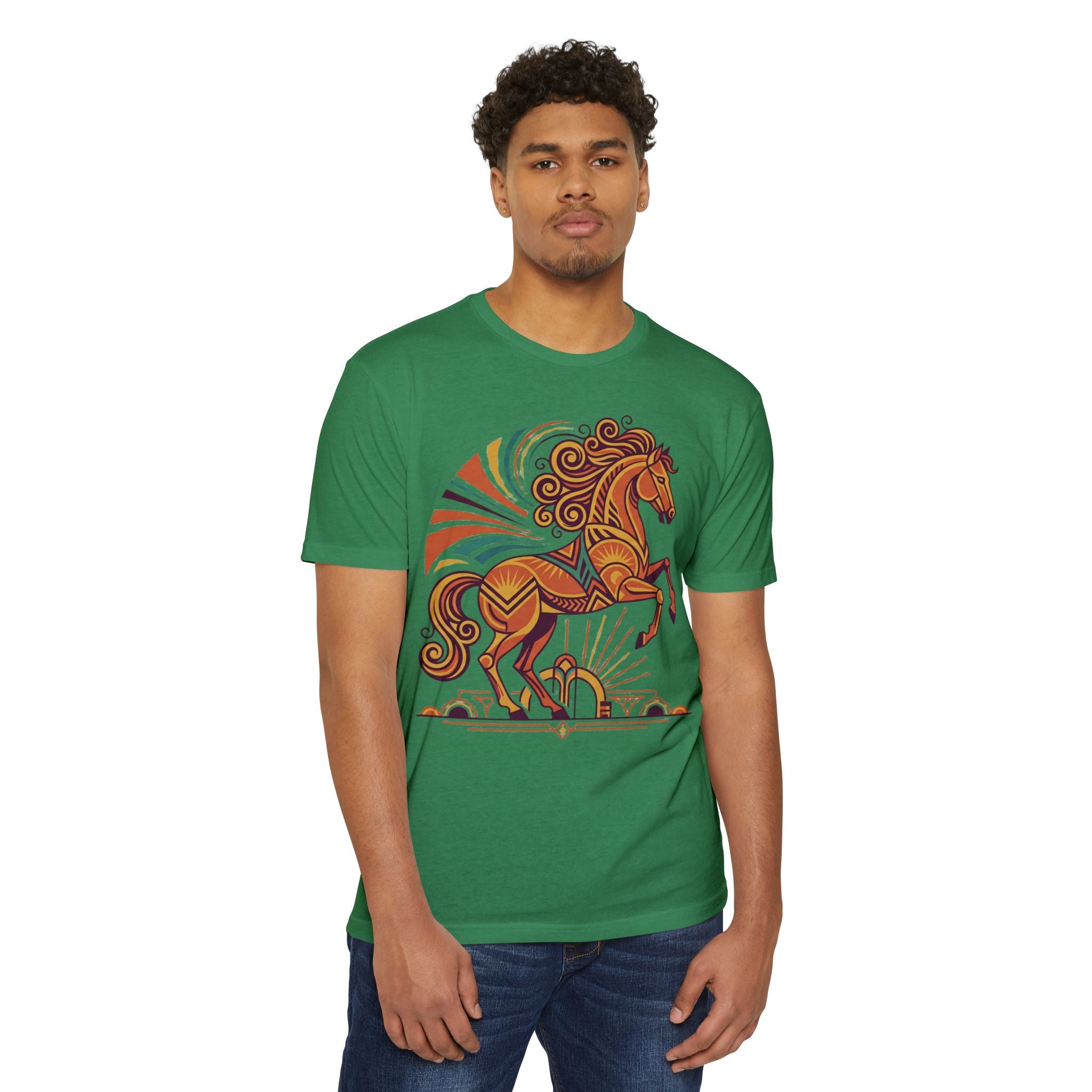 Horse T-Shirt Boho Prancing Horse Sunburst Illustration Graphic Tee Nature Lover Gift Unisex