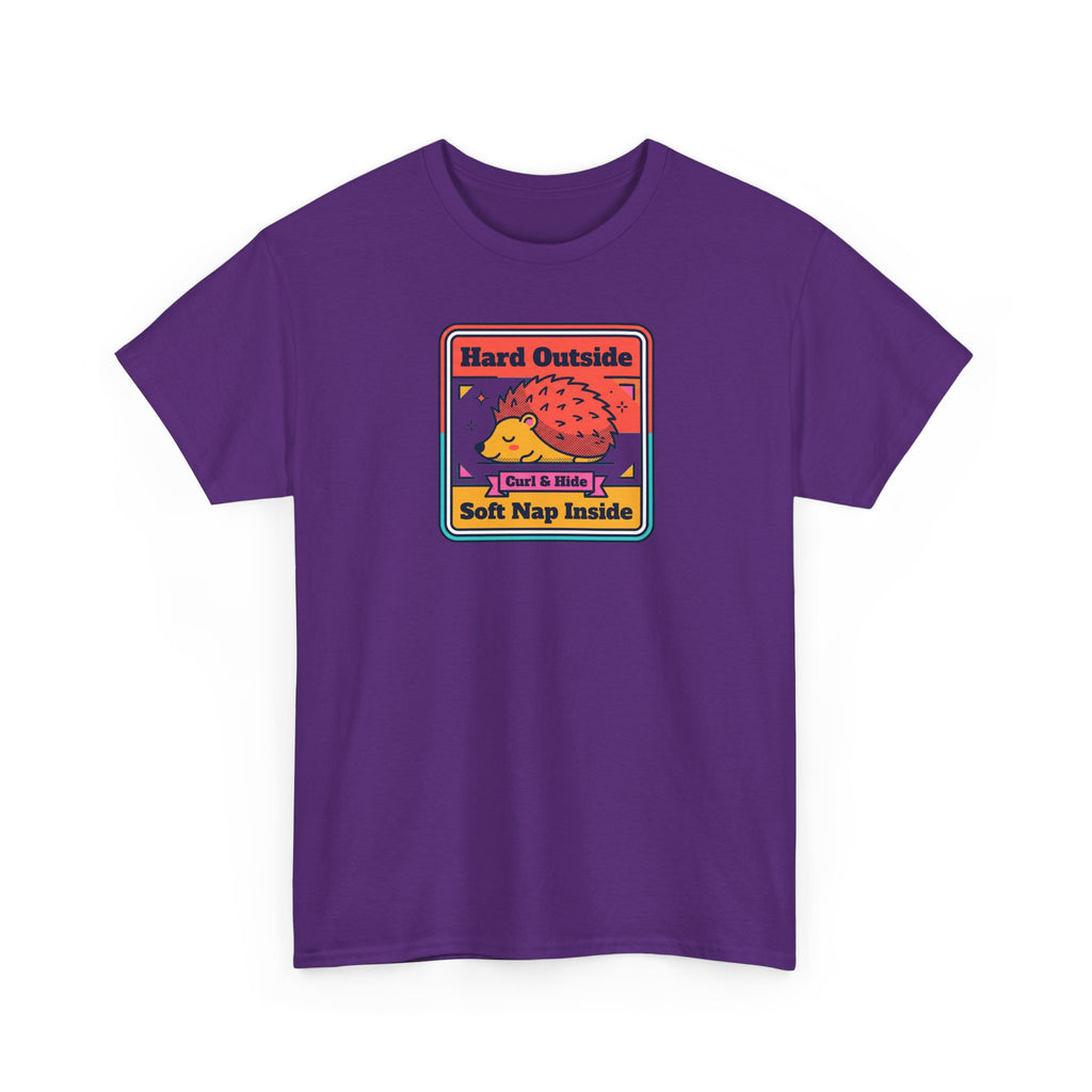 Hard Outside Soft Nap Inside T-Shirt | Funny Hedgehog Introvert Graphic Tee