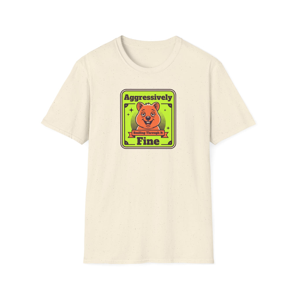 Funny Bear T-Shirt | Aggressively Smiling Fine Retro Neon Graphic Tee | Bear Lover Sarcastic Gift