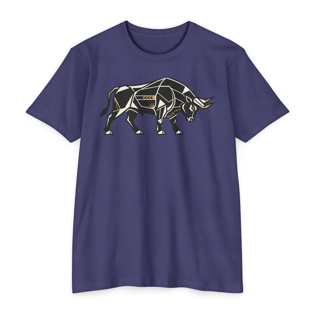 Bull T-Shirt Geometric Illustration Charging Bull Graphic Tee Animal Lover Gift Streetwear Unisex