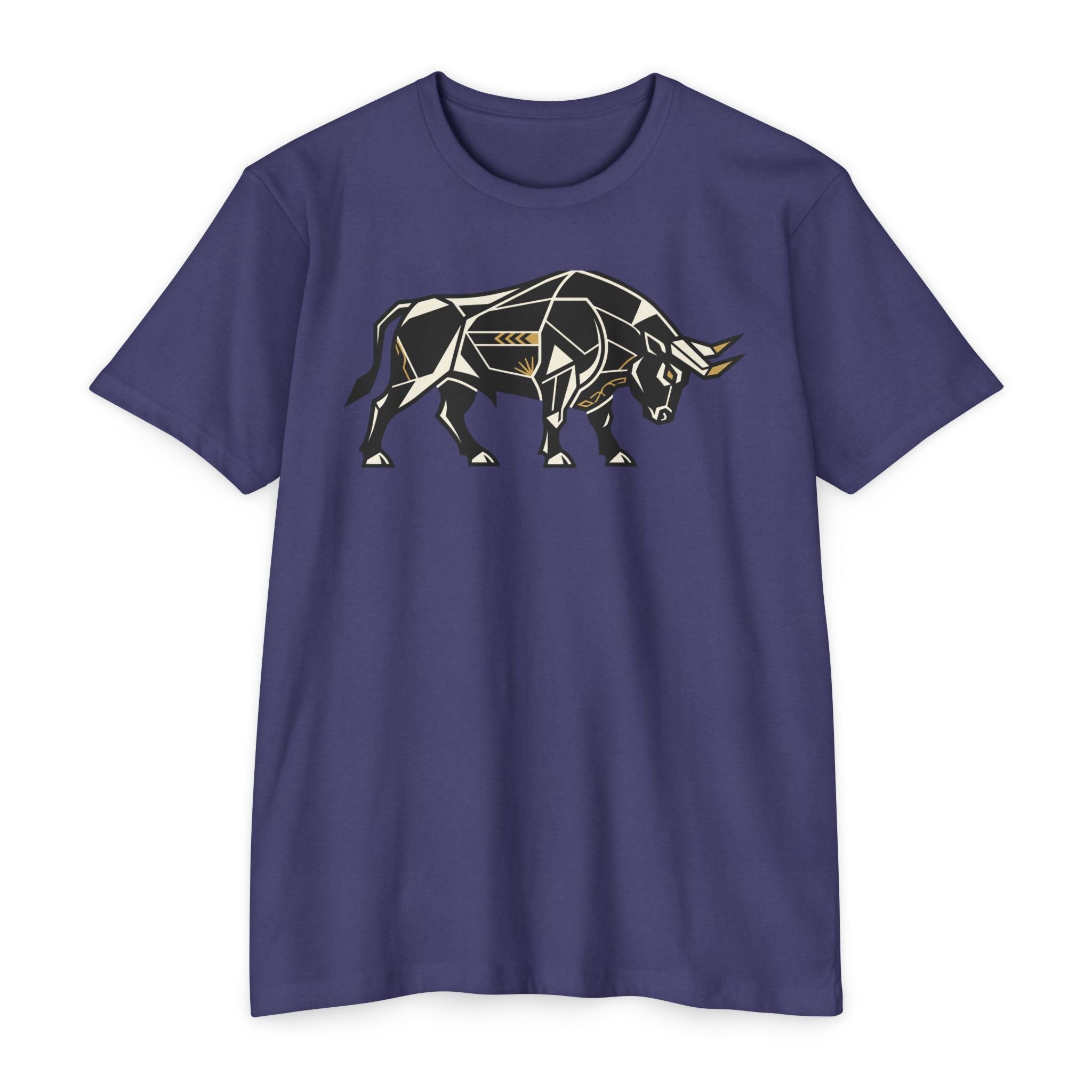 Bull T-Shirt Geometric Illustration Charging Bull Graphic Tee Animal Lover Gift Streetwear Unisex