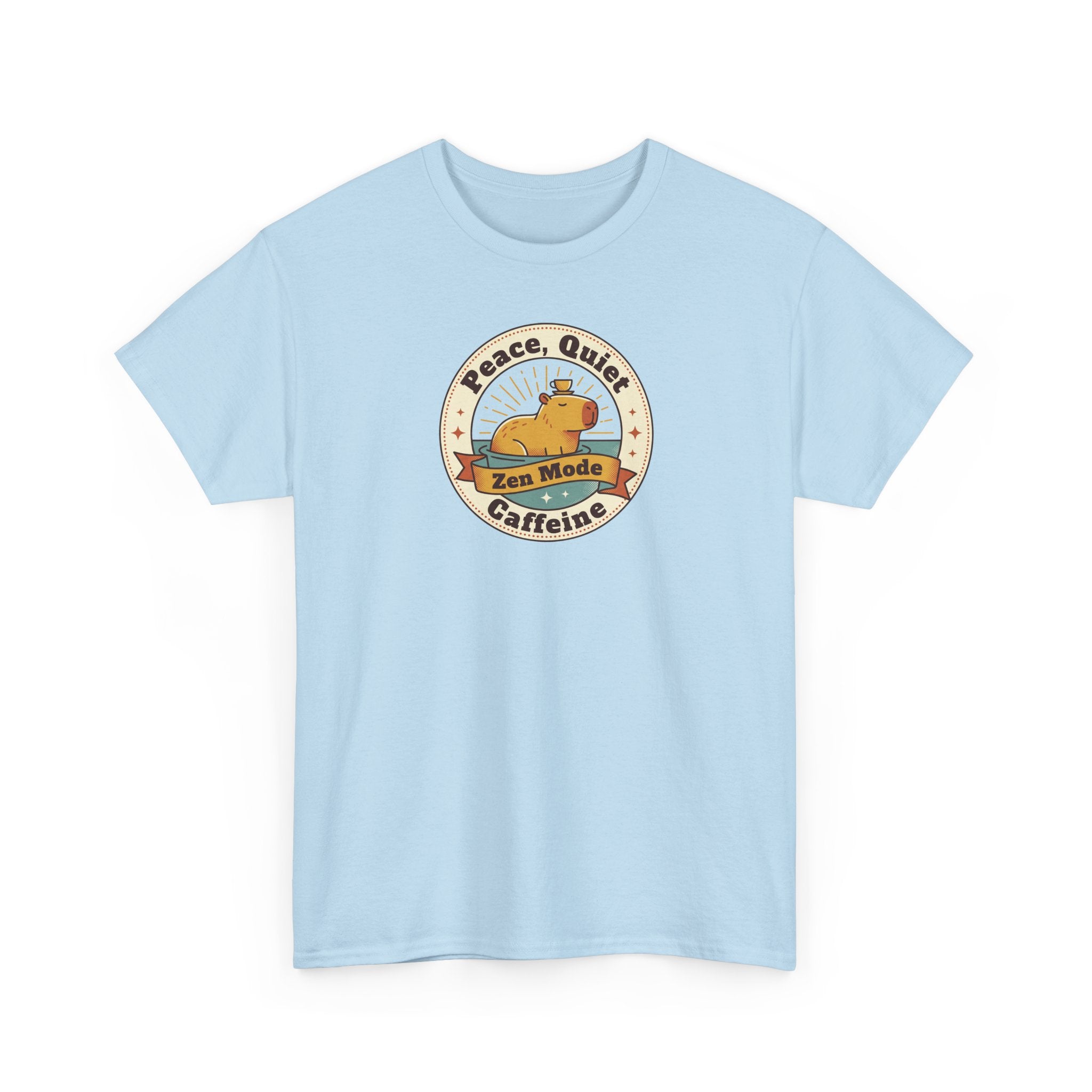 Peace Quiet Caffeine T-Shirt | Funny Zen Mode Capybara Graphic Tee