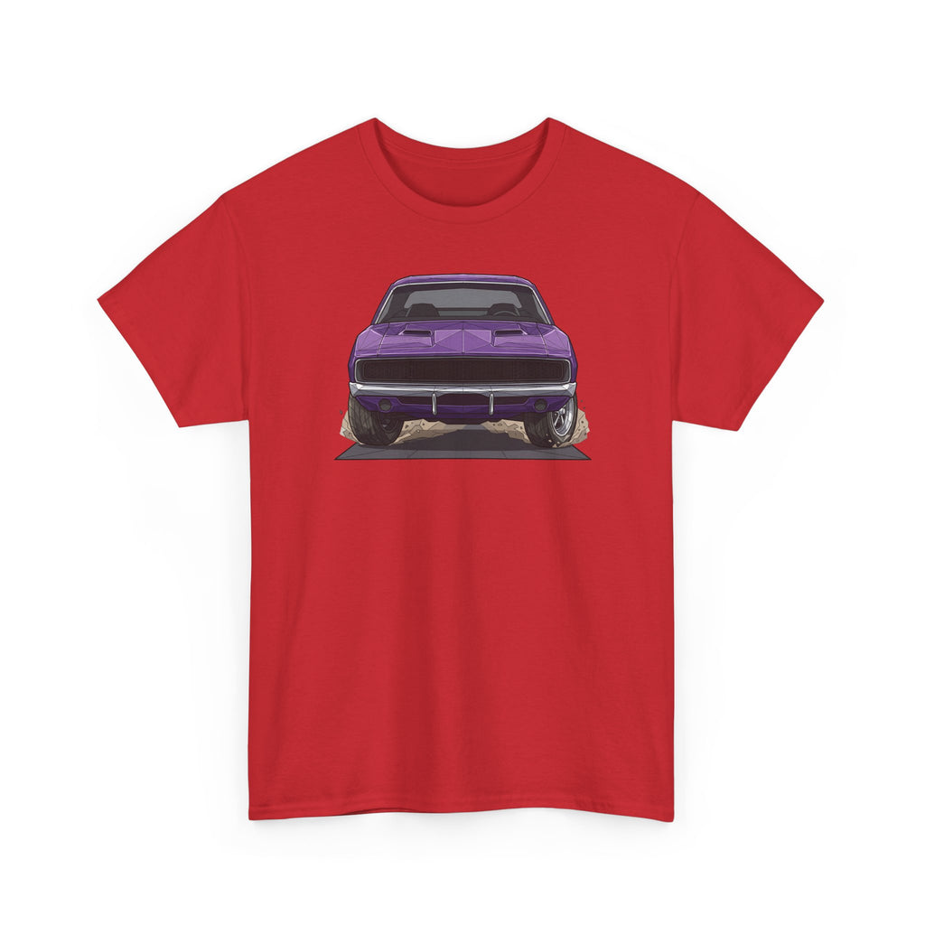 Retro Purple Muscle Car Tee | Front and Back Car Illustration