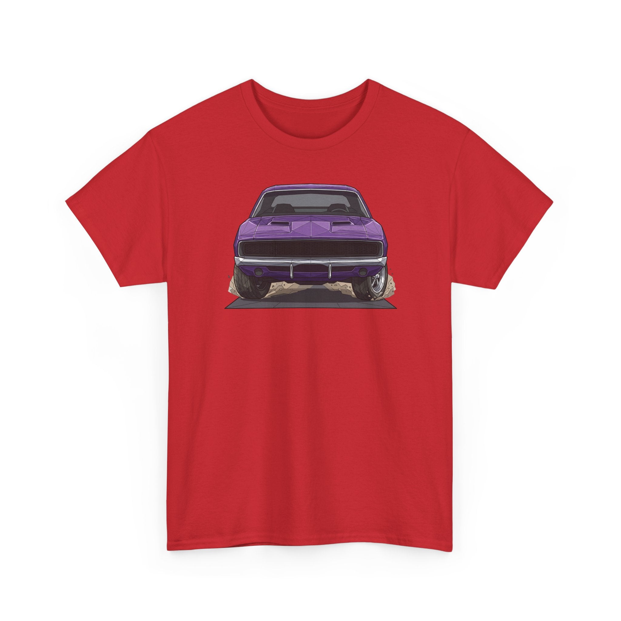 Retro Purple Muscle Car Tee | Front and Back Car Illustration