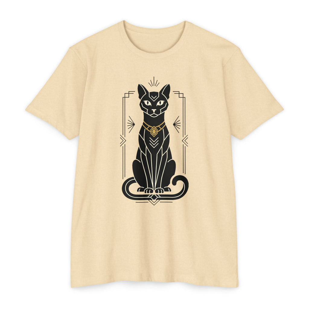 Black Cat T-Shirt Art Deco Egyptian Cat Illustration Graphic Tee Cat Lover Gift Mystic Unisex