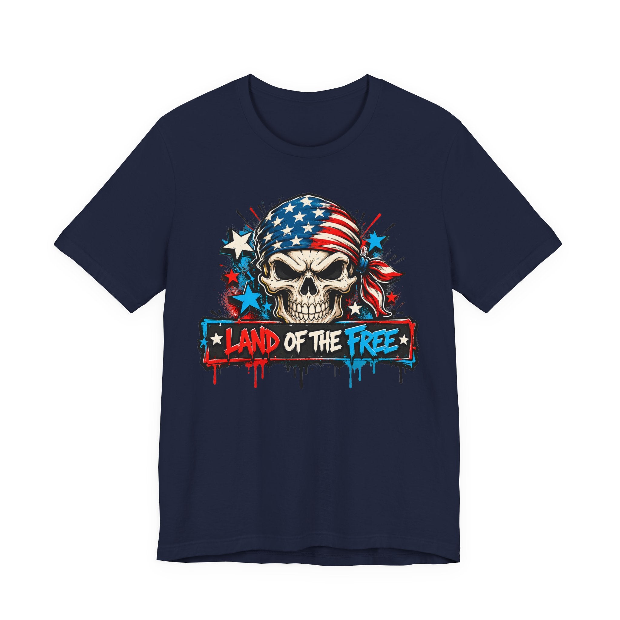 Land of the Free Skull T-Shirt | 4th of July American Flag Patriotic Graphic Tee