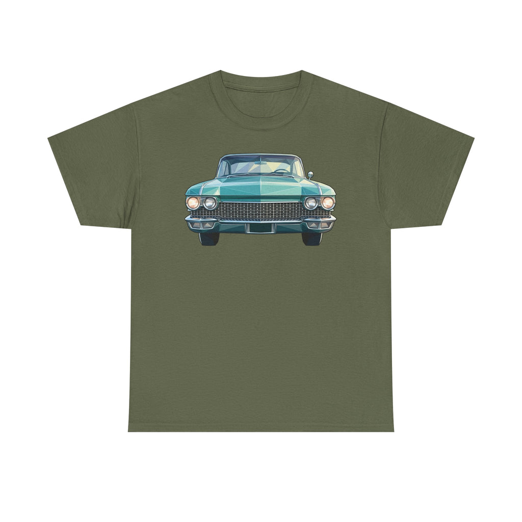 Classic Luxury Cruiser Car Tee | Big Fins Front & Rear Car Illustration