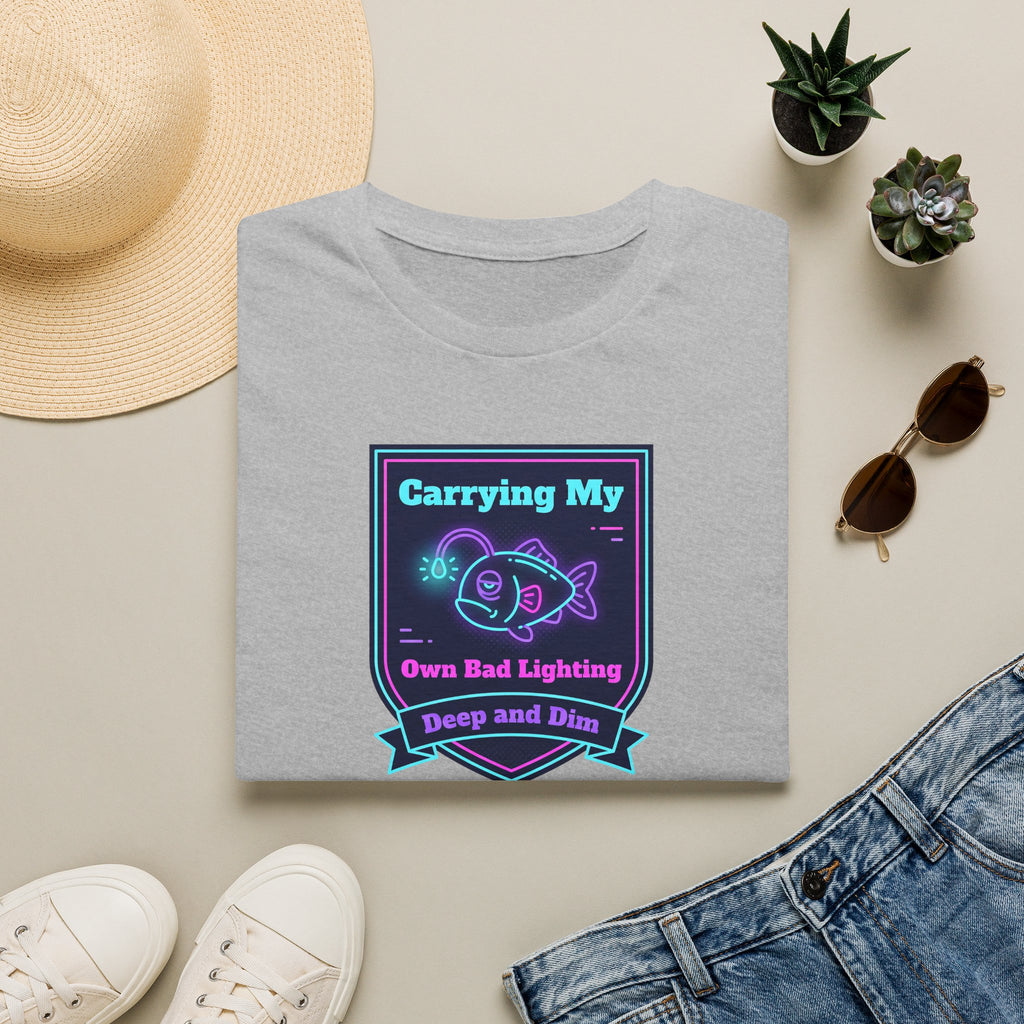 Funny Anglerfish T-Shirt | Carrying My Own Bad Lighting Deep Sea Neon Graphic Tee | Ocean Gift