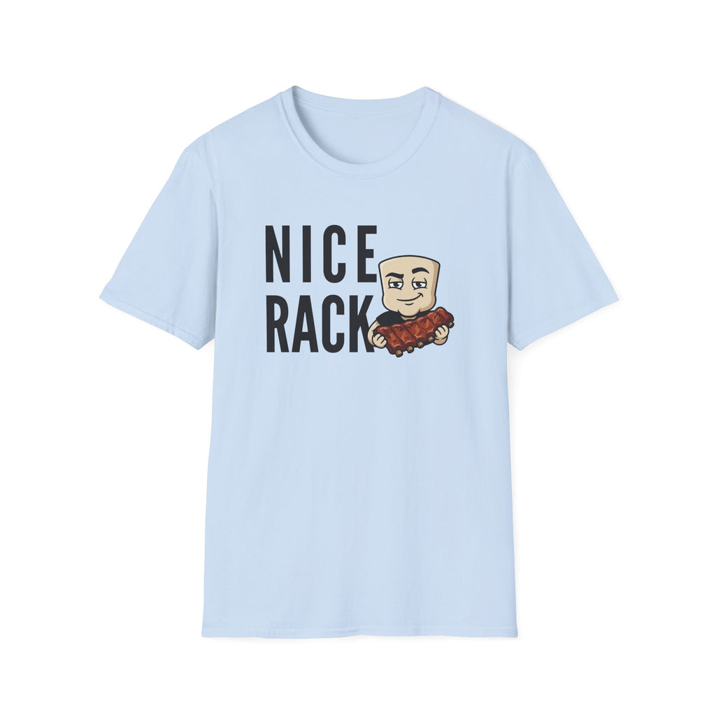 Nice Rack T-Shirt | Funny BBQ Ribs Grilling Tee | Cookout Humor Food Pun Gift