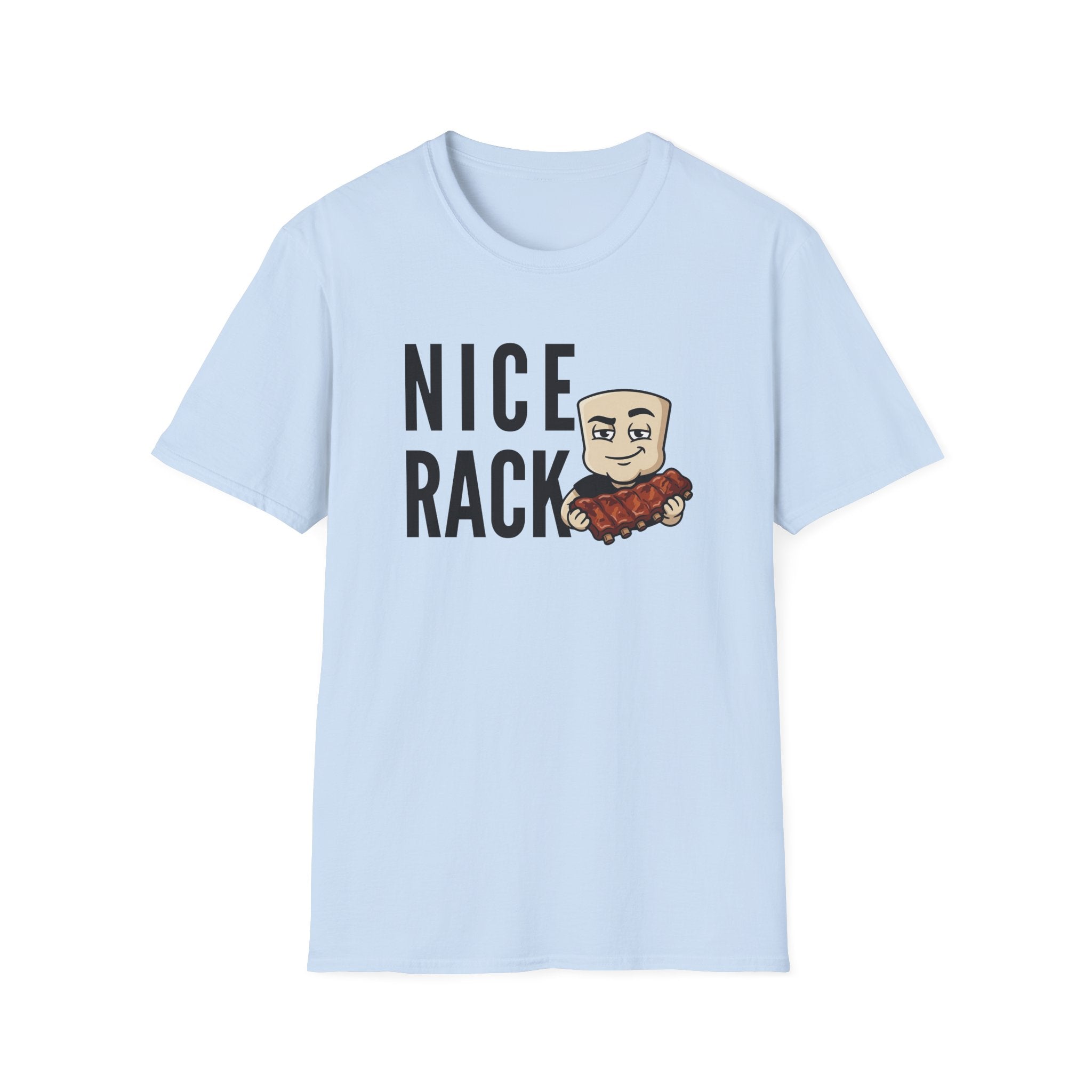 Nice Rack T-Shirt | Funny BBQ Ribs Grilling Tee | Cookout Humor Food Pun Gift