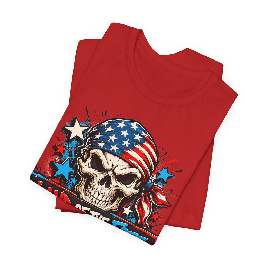 Land of the Free Skull T-Shirt | 4th of July American Flag Patriotic Graphic Tee