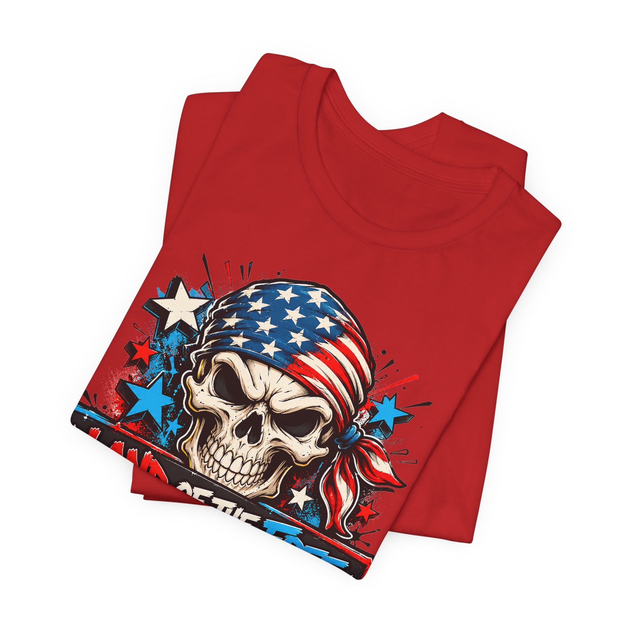 Land of the Free Skull T-Shirt | 4th of July American Flag Patriotic Graphic Tee