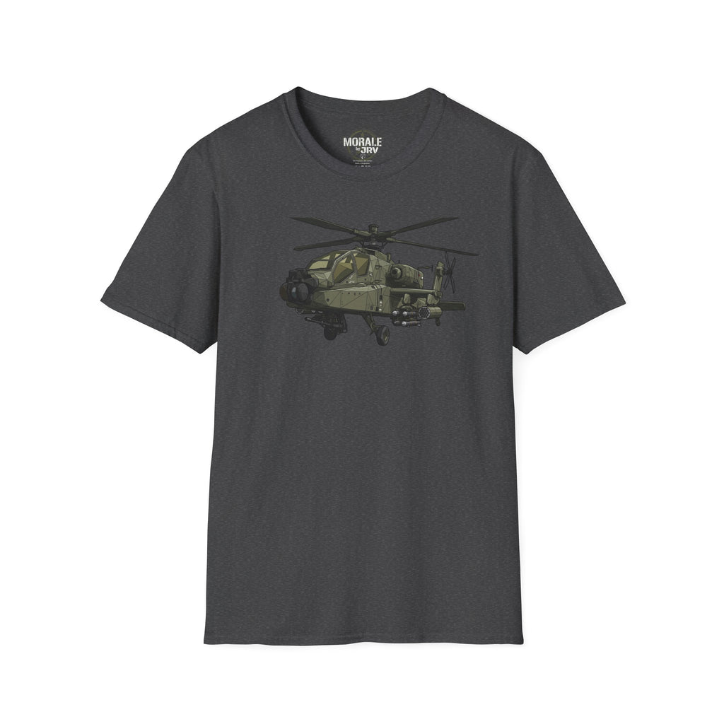 AH-64 Apache T-Shirt in dark heather with front helicopter graphic