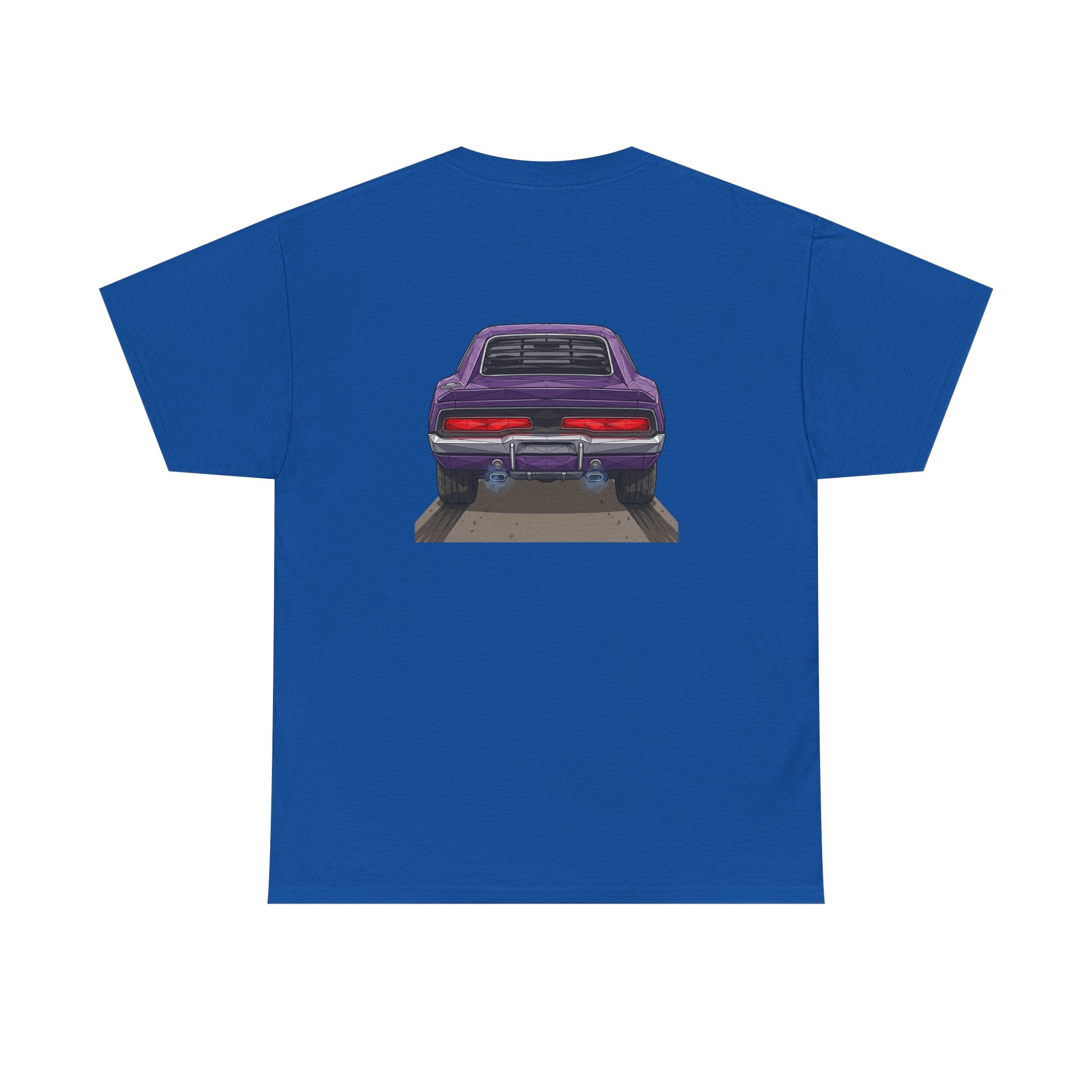 Retro Purple Muscle Car Tee | Front and Back Car Illustration