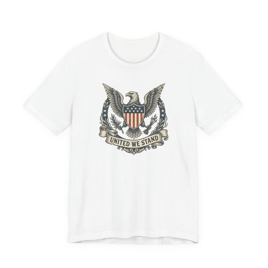 American Eagle Shield United We Stand T-Shirt | Patriotic USA Flag Crest Graphic Tee
