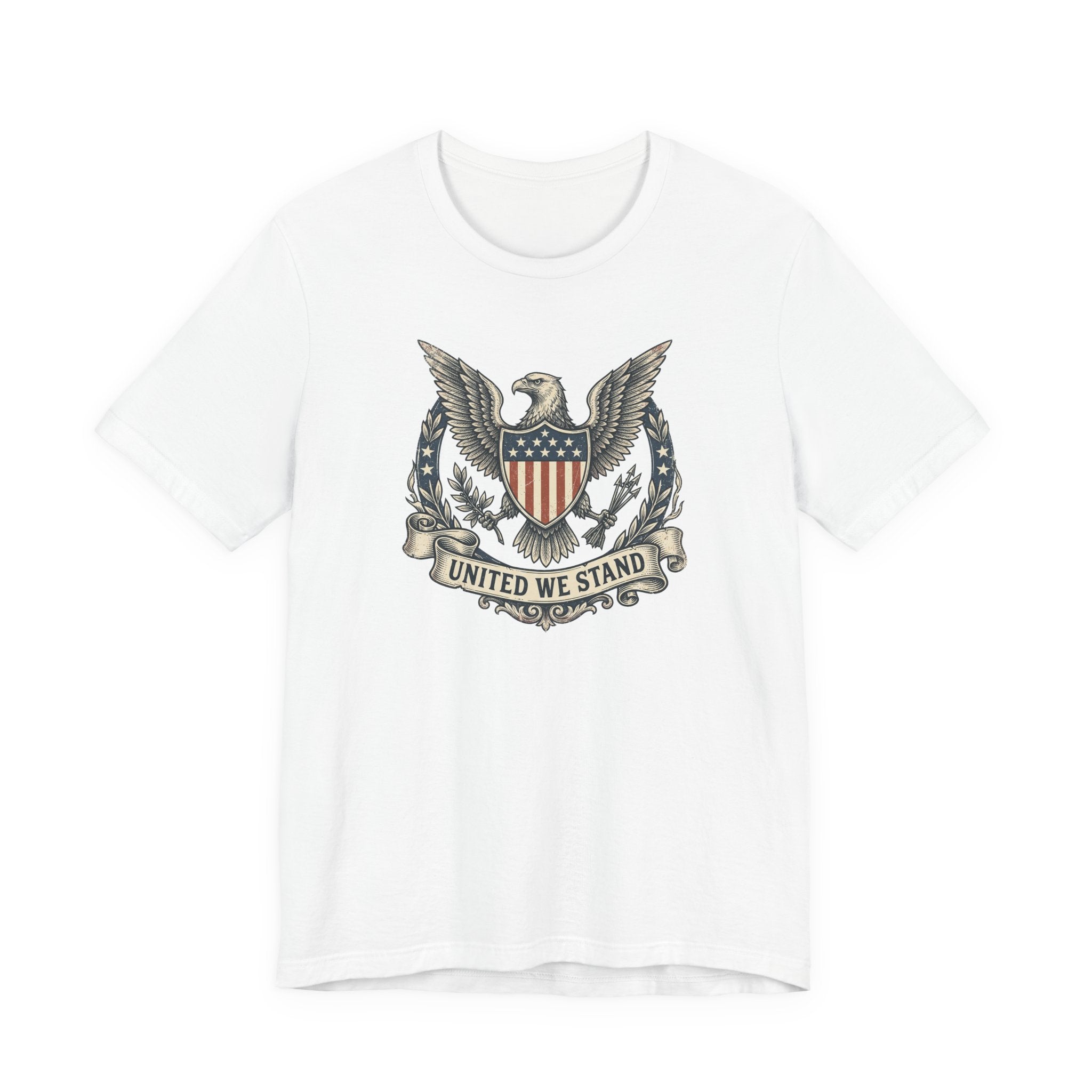 American Eagle Shield United We Stand T-Shirt | Patriotic USA Flag Crest Graphic Tee