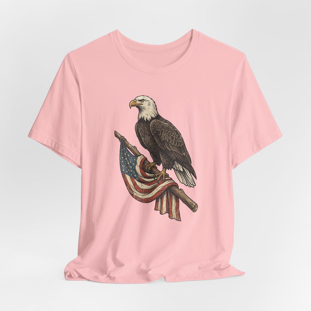 Bald Eagle American Flag T-Shirt | Patriotic USA Stars Stripes Vintage Eagle Graphic Tee Gift