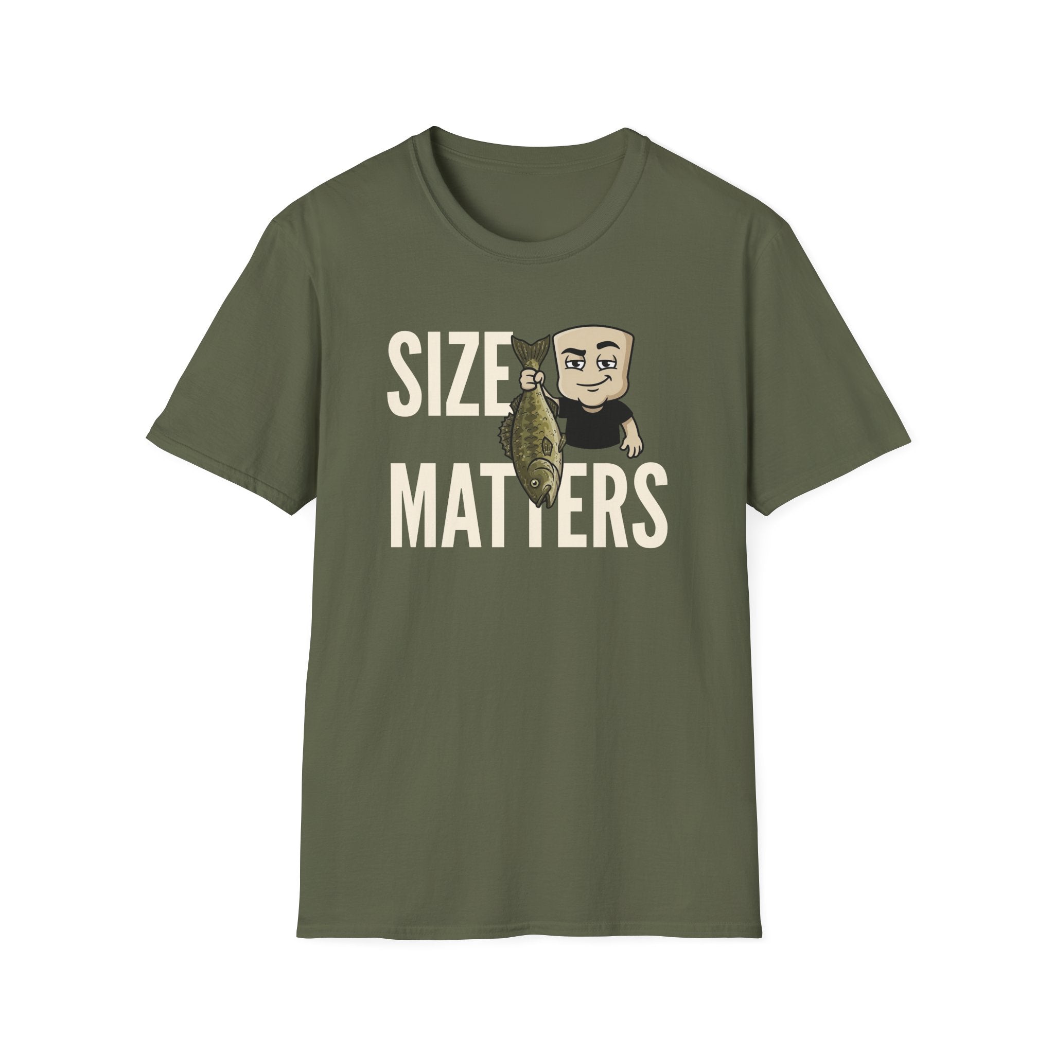 Size Matters T-Shirt, Funny Fishing Tee, Fisherman Angler Gift Shirt, Sarcastic Bass Fishing Humor Tee for Men & Women