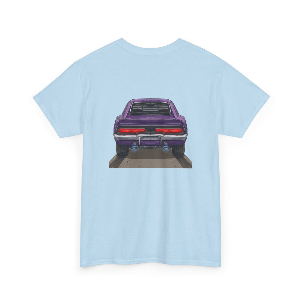 Retro Purple Muscle Car Tee | Front and Back Car Illustration
