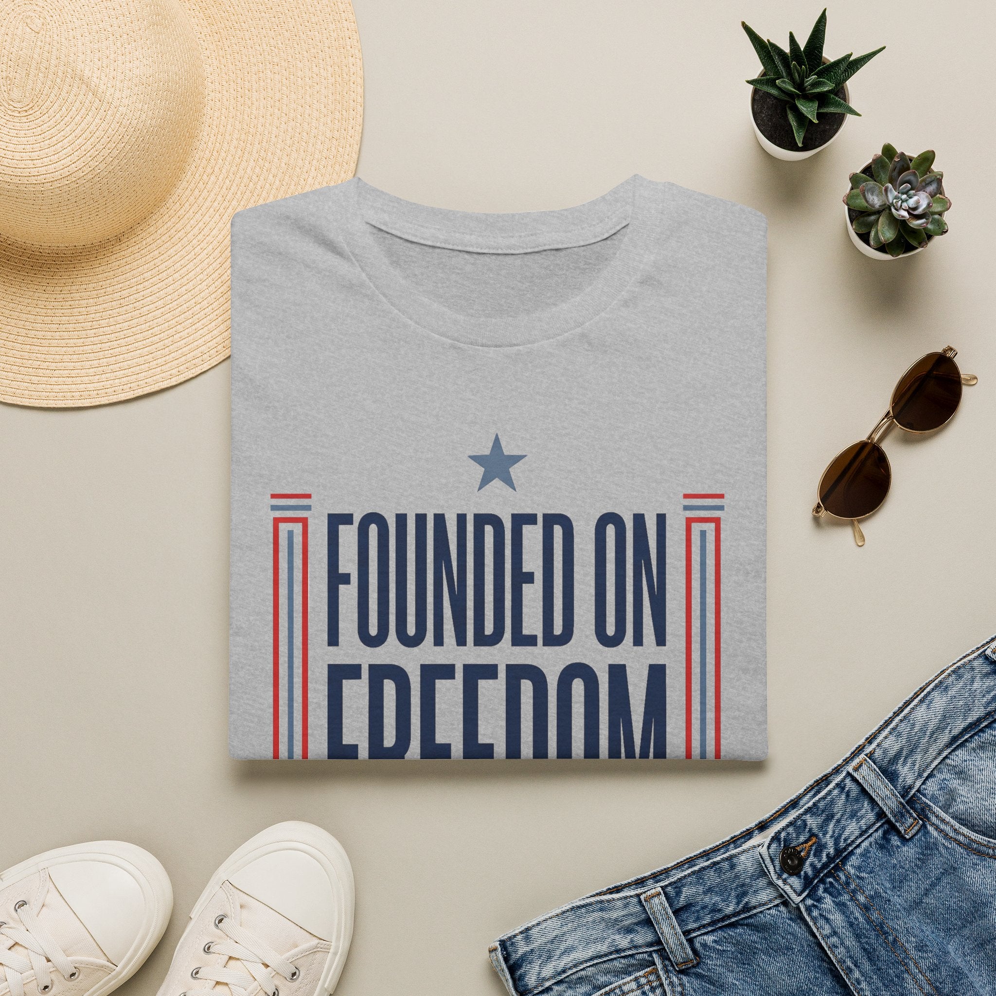 Founded on Freedom T-Shirt | Patriotic USA Shirt, 4th of July Gift, America Pride Tee, Unisex Patriotic Flag Graphic Tee
