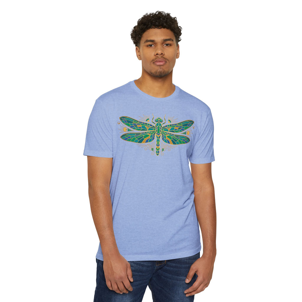 Dragonfly T-Shirt Green Mosaic Nature Insect Illustration Graphic Tee Dragonfly Lover Gift Unisex