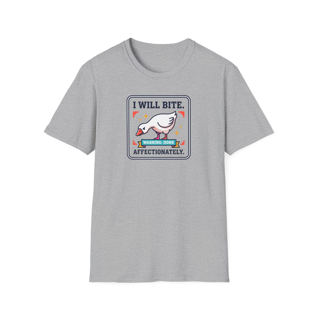 Funny Goose T-Shirt | I Will Bite Honking Goose Warning Graphic Tee | Funny Goose Lover Gift