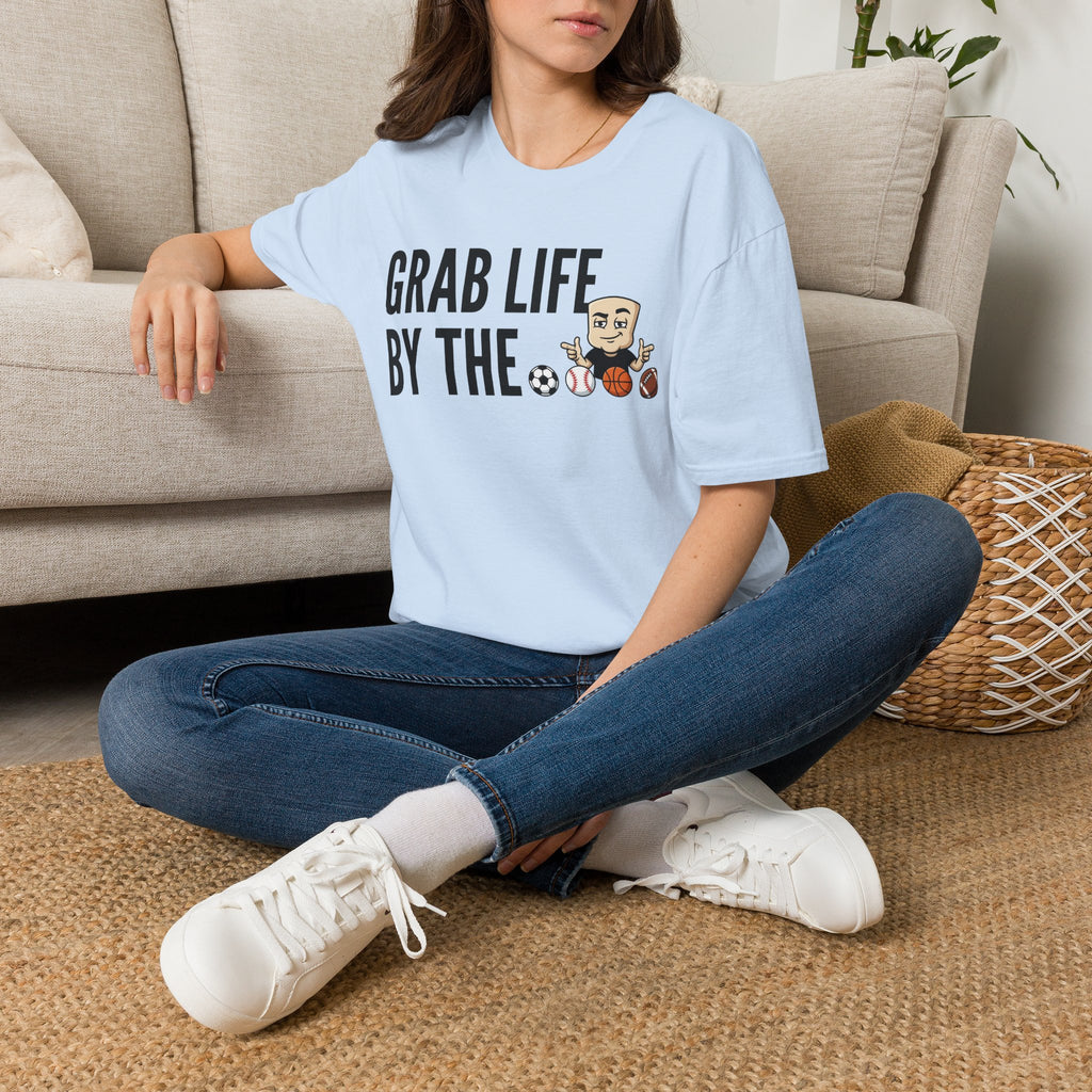 Grab Life By The Balls T-Shirt | Funny Sports Ball Tee | Motivational Gym Coach Humor Gift