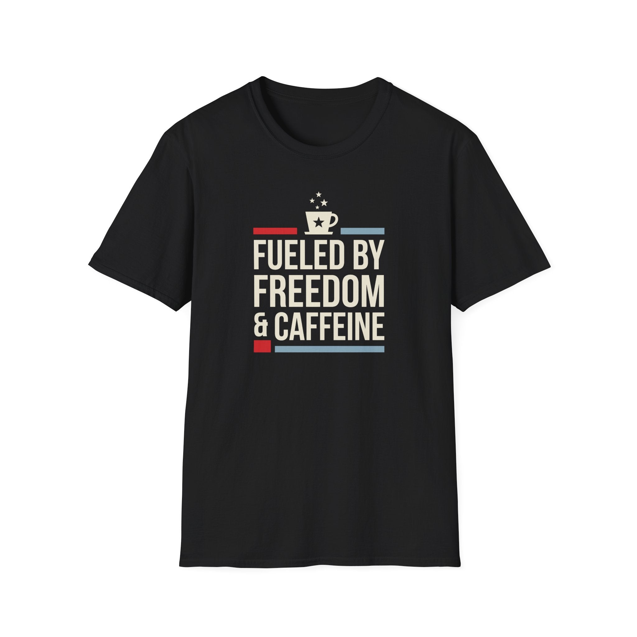 Fueled by Freedom & Caffeine T-Shirt | Patriotic Coffee Tee | Veteran Gift | Dark Colors | Americana