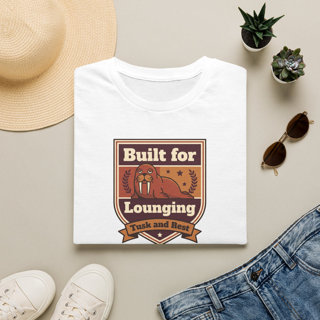 Funny Walrus T-Shirt | Built for Lounging Cute Animal Graphic Tee | Lazy Day Humor Shirt Gift