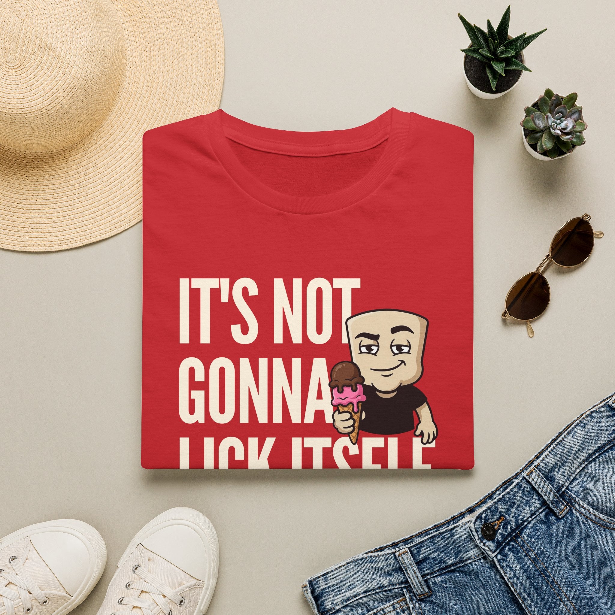 It's Not Gonna Lick Itself T-Shirt | Funny Ice Cream Cone Tee | Adult Humor Innuendo Gift