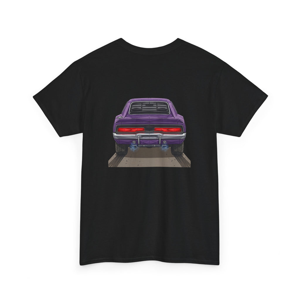 Retro Purple Muscle Car Tee | Front and Back Car Illustration