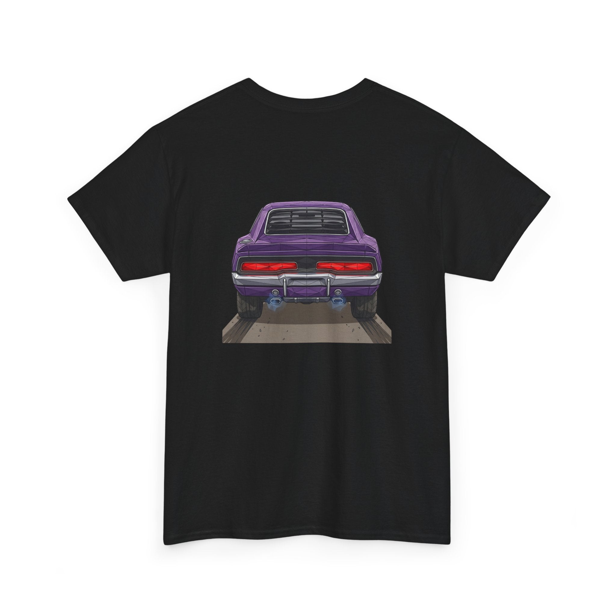 Retro Purple Muscle Car Tee | Front and Back Car Illustration