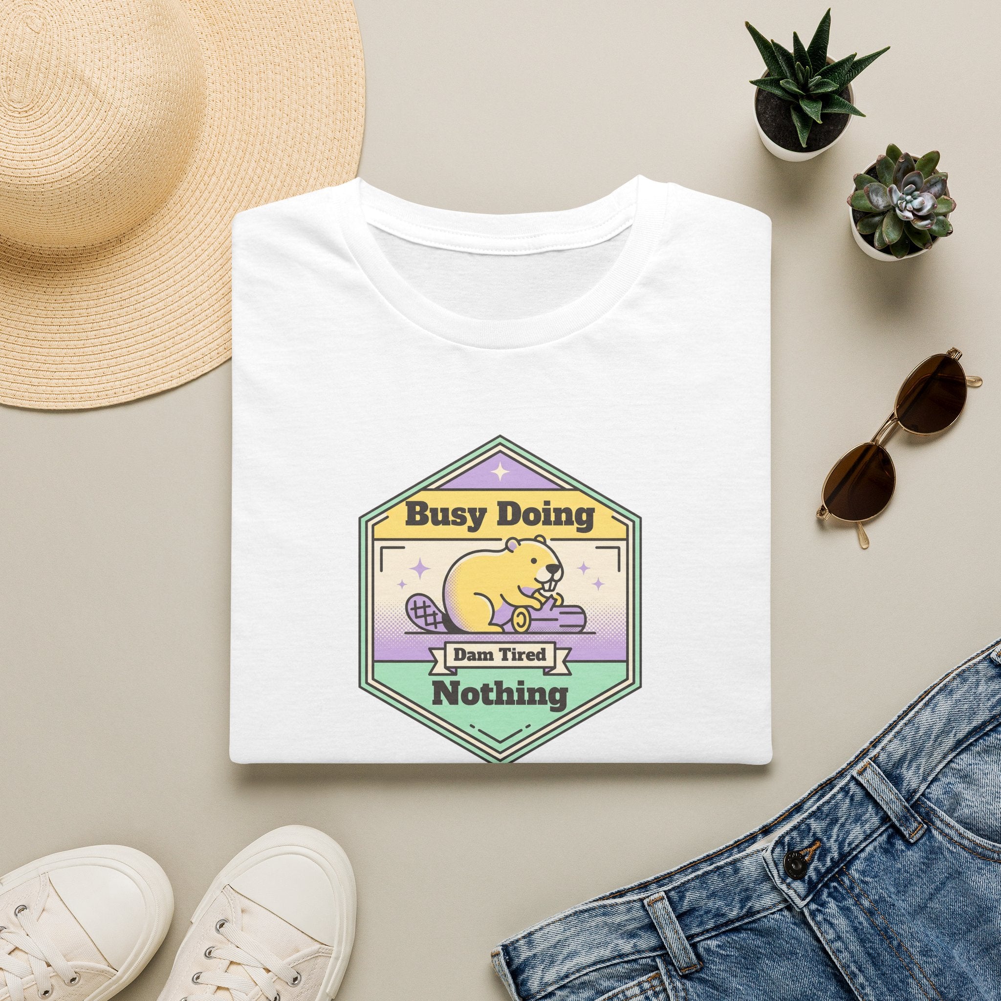 Funny Sloth T-Shirt | Busy Doing Nothing Cute Pastel Sloth Graphic Tee | Lazy Day Animal Shirt Gift