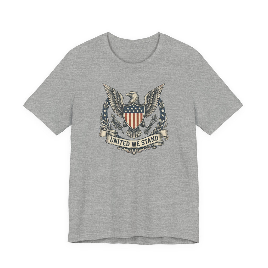 American Eagle Shield United We Stand T-Shirt | Patriotic USA Flag Crest Graphic Tee