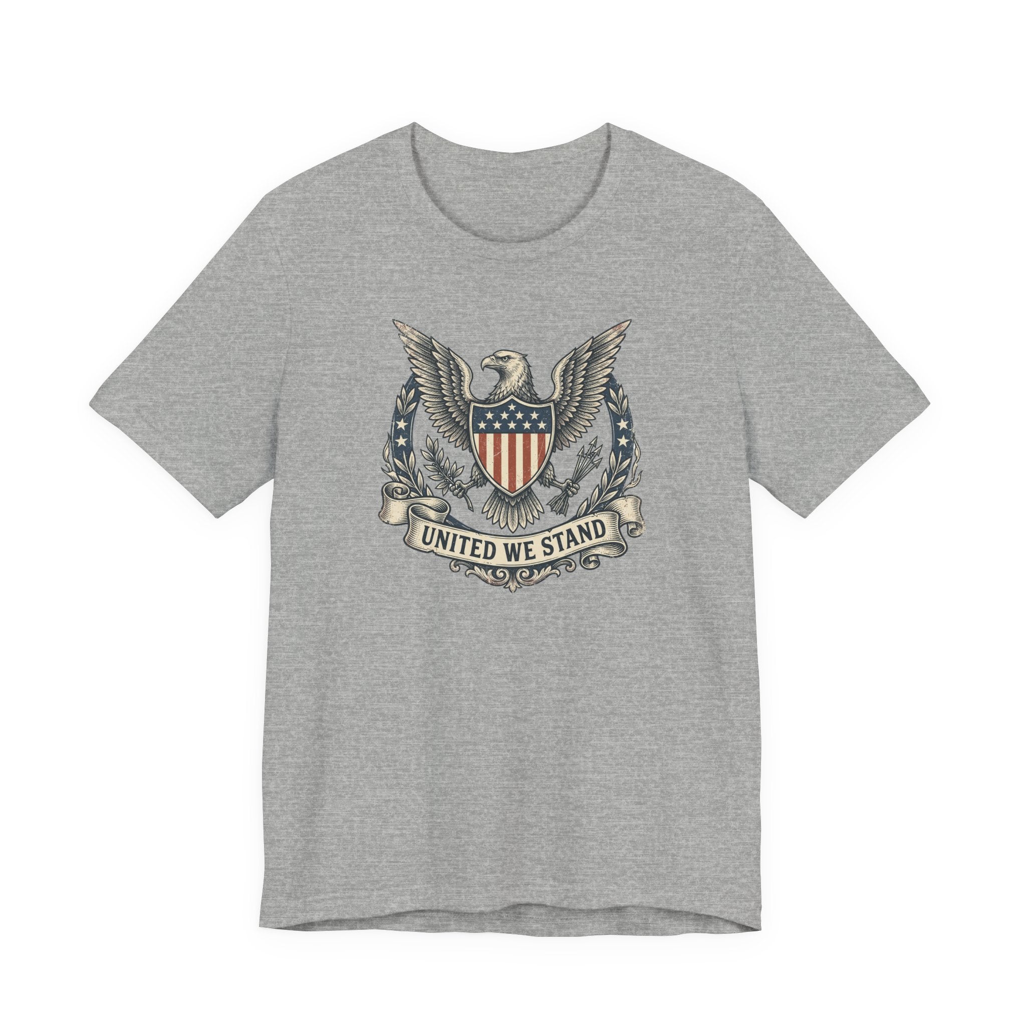 American Eagle Shield United We Stand T-Shirt | Patriotic USA Flag Crest Graphic Tee